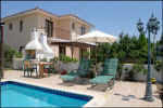 Swimming pool area in Oroklini villas in Cyprus for holiday rental